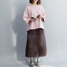 Load image into Gallery viewer, Simple pink cotton blouses for women Fitted Tunic Tops cotton spring O neck shirt