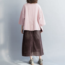 Load image into Gallery viewer, Simple pink cotton blouses for women Fitted Tunic Tops cotton spring O neck shirt