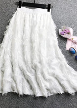 Load image into Gallery viewer, Solid Color Feather Fringed High Waist Long Skirts