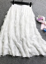 Load image into Gallery viewer, Solid Color Feather Fringed High Waist Long Skirts