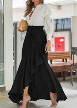 Load image into Gallery viewer, Solid Color High Waist Ruffle High Low Hem Swing Maxi Skirts For Women