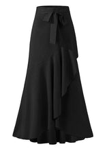 Load image into Gallery viewer, Solid Color High Waist Ruffle High Low Hem Swing Maxi Skirts For Women