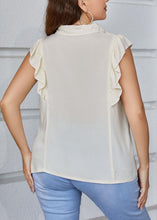 Load image into Gallery viewer, Style Apricot Peter Pan Collar Ruffled Button Patchwork Cotton Blouses Sleeveless