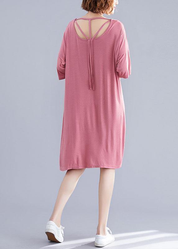 Style Backless Cotton Photography pink Dress summer