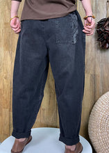 Load image into Gallery viewer, Style Black Button patch applique denim Pants Spring