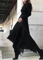 Style Black High Waist side open Summer Skirt