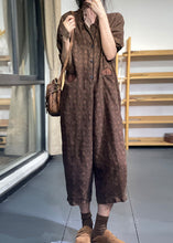 Load image into Gallery viewer, Style Black Oversized Print Linen Overalls Jumpsuit Half Sleeve
