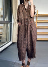 Load image into Gallery viewer, Style Black Oversized Print Linen Overalls Jumpsuit Half Sleeve