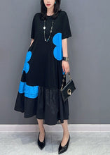 Load image into Gallery viewer, Style Black Patchwork Blue O-Neck Print Vacation Long Dresses Summer
