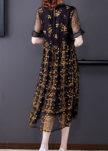 Load image into Gallery viewer, Style Black Ruffled Collar Embroideried Tulle Cinched Dress Summer