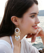 Style Coffee Cotton Thread Shell Holidays Drop Earrings