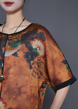 Load image into Gallery viewer, Style Coffee Oversized Patchwork Print Silk Two Pieces Set Summer