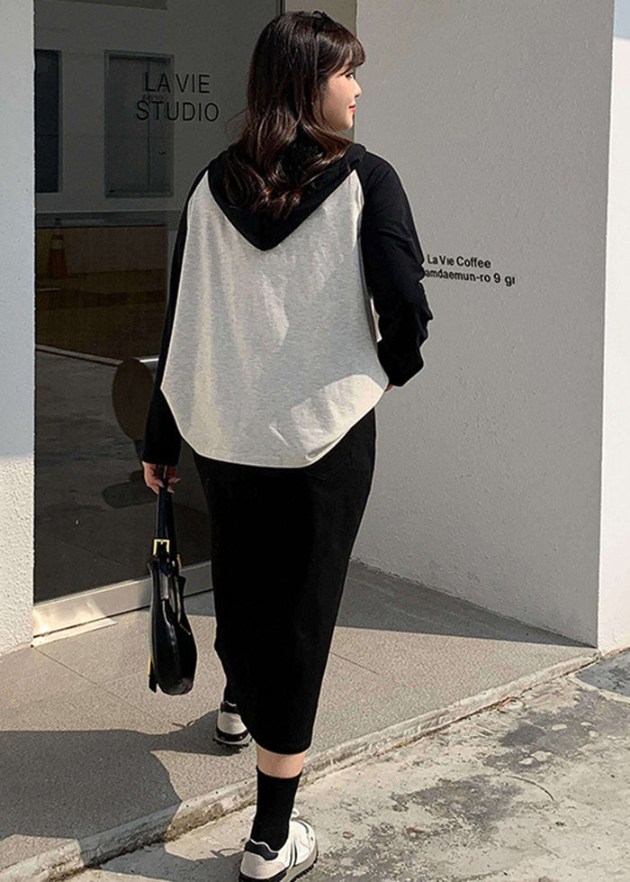 Style Colorblock Oversized Patchwork Cotton Loose Sweatshirts Top Fall