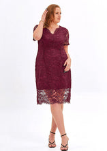 Load image into Gallery viewer, Style Mulberry V Neck Patchwork Lace Mid Dress Summer
