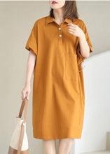 Load image into Gallery viewer, Style Orange Peter Pan Collar Pocket Cotton Maxi Dresses Summer