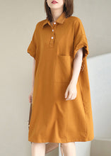 Load image into Gallery viewer, Style Orange Peter Pan Collar Pocket Cotton Maxi Dresses Summer