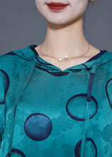 Load image into Gallery viewer, Style Peacock Blue Hooded Print Wear On Both Sides Silk Long Dress Summer