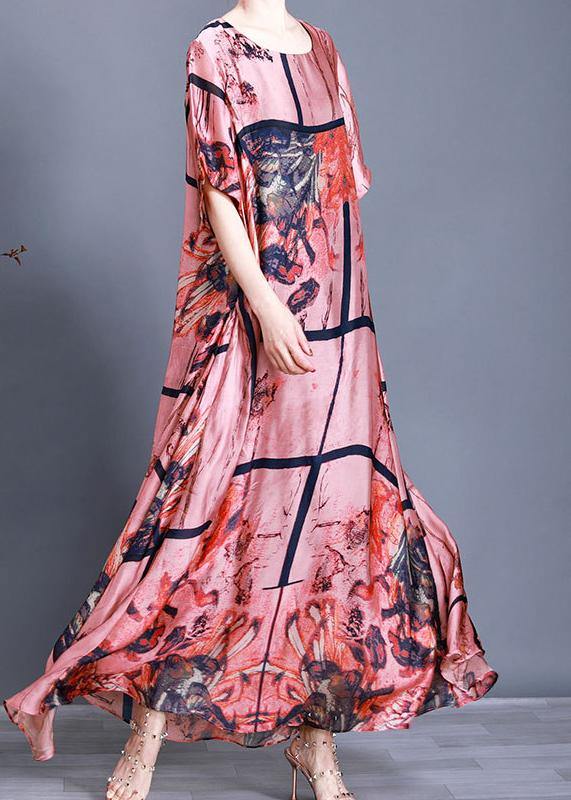 Luxy Pink Chiffon Maxi Dress Plus Szie Print Summer Dress