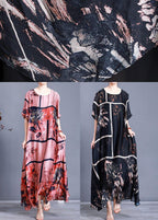 Luxy Pink Chiffon Maxi Dress Plus Szie Print Summer Dress