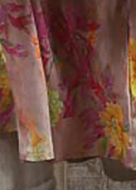 Style Pink Print Pockets Summer Linen Dress