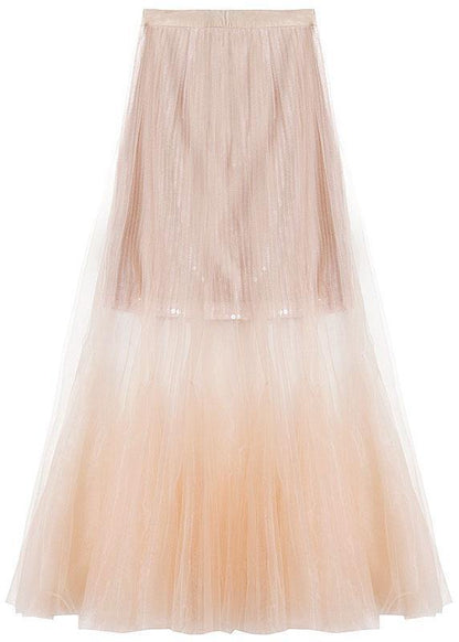 Style Pink Tulle Sequins A Line Skirts