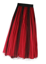 Load image into Gallery viewer, Style Red Tulle Patchwork Zippered Summer A Line Skirt