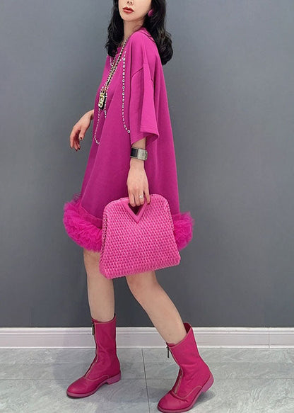 Style Rose Tulle Ruffled Zircon Patchwork Cotton Dress Summer