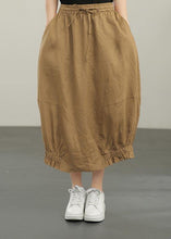 Load image into Gallery viewer, Style Yellow Pockets A Line Summer Linen  Skirts