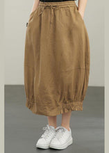 Load image into Gallery viewer, Style Yellow Pockets A Line Summer Linen  Skirts