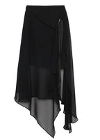 Style black chiffon quilting skirts asymmetric hem Traveling summer skirt