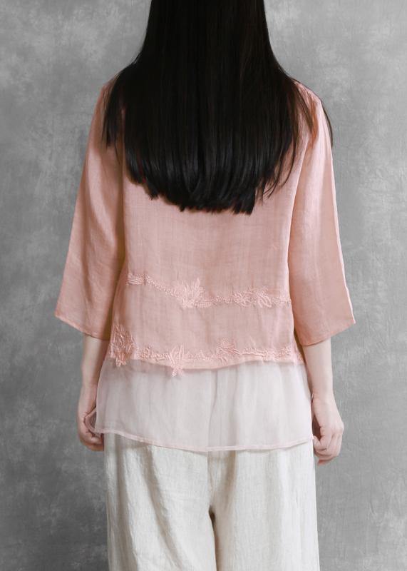 Style o neck asymmetric clothes Tunic Tops pink blouses