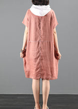 Load image into Gallery viewer, Style pink Letter tunic dresshooded patchwork Dresses