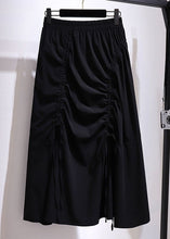 Load image into Gallery viewer, Stylish Black Cinched Elastic Waist Patchwork Cotton Skirt Fall