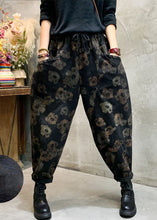 Load image into Gallery viewer, Stylish Black Cinched Floral Pockets denim Pants Winter