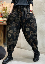Load image into Gallery viewer, Stylish Black Cinched Floral Pockets denim Pants Winter