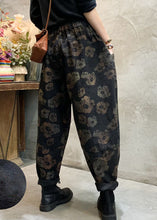 Load image into Gallery viewer, Stylish Black Cinched Floral Pockets denim Pants Winter