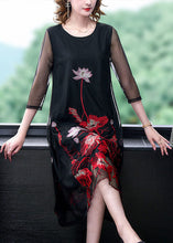 Load image into Gallery viewer, Stylish Black O-Neck Embroideried Tulle A Line Dress Bracelet Sleeve