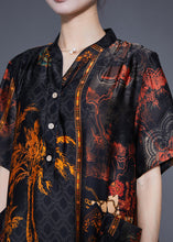 Load image into Gallery viewer, Stylish Black Oversized Print Pockets Silk Long Dress Summer