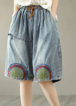 Load image into Gallery viewer, Stylish Blue Print Elastic Waist Shorts Summer