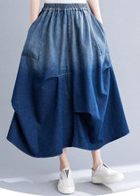 Load image into Gallery viewer, Stylish Blue Wrinkled Asymmetrical Pockets Patchwork Denim Skirts Summer
