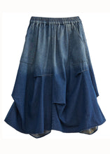 Load image into Gallery viewer, Stylish Blue Wrinkled Asymmetrical Pockets Patchwork Denim Skirts Summer