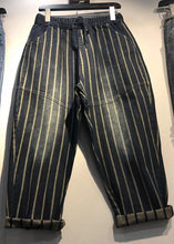 Load image into Gallery viewer, Stylish Casual elastic Waist Pockets Striped Fall Denim Pants