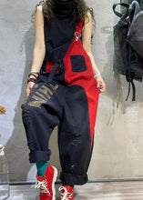 Load image into Gallery viewer, Stylish Colorblock Ripped Denim Spaghetti Strap Jumpsuits Summer
