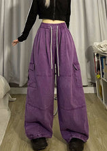Load image into Gallery viewer, Stylish Cozy Purple Pockets Patchwork Cotton Wide Leg Pants Spring