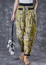 Load image into Gallery viewer, Stylish Green Elastic Waist Patchwork Print Cotton Harem Pants Summer