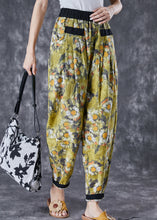 Load image into Gallery viewer, Stylish Green Elastic Waist Patchwork Print Cotton Harem Pants Summer