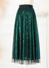 Load image into Gallery viewer, Stylish Green Elastic Waist Sequins Tulle A Line Skirt Spring