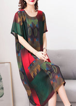 Load image into Gallery viewer, Stylish Green O Neck Print Patchwork Chiffon Dress Summer