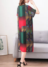 Load image into Gallery viewer, Stylish Green O Neck Print Patchwork Chiffon Dress Summer