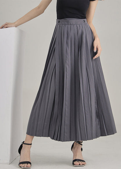 Stylish Grey Patchwork wrinkled Solid Skirt Spring
